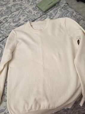 Suitsupply Womens Wool Crewneck Sweater in Light Cream